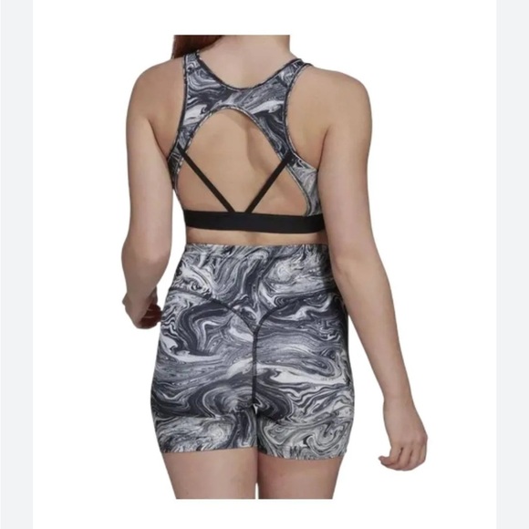 Adidas Women's Hyperglam Aeroready Training black and white Sports Bra - Picture 3 of 8